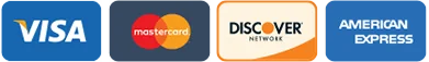Visa, Mastercard, Discover, American Express